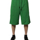 Green Cotton Men Sweatshorts Bermuda Shorts