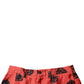 Orange Silk Heart Print Bermuda Shorts