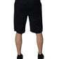Black Cotton Sweatshorts Men Bermuda Shorts