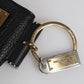 Black Leather Strap Gold Metal Logo Plaque Airpods Case