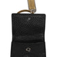 Black Leather Strap Gold Metal Logo Plaque Airpods Case