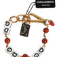 Multicolor Gold Tone Brass Chain DG Logo Dice Bracelet