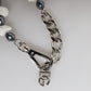 Silver Tone Brass Beaded Shell DG Logo Pendant Bracelet