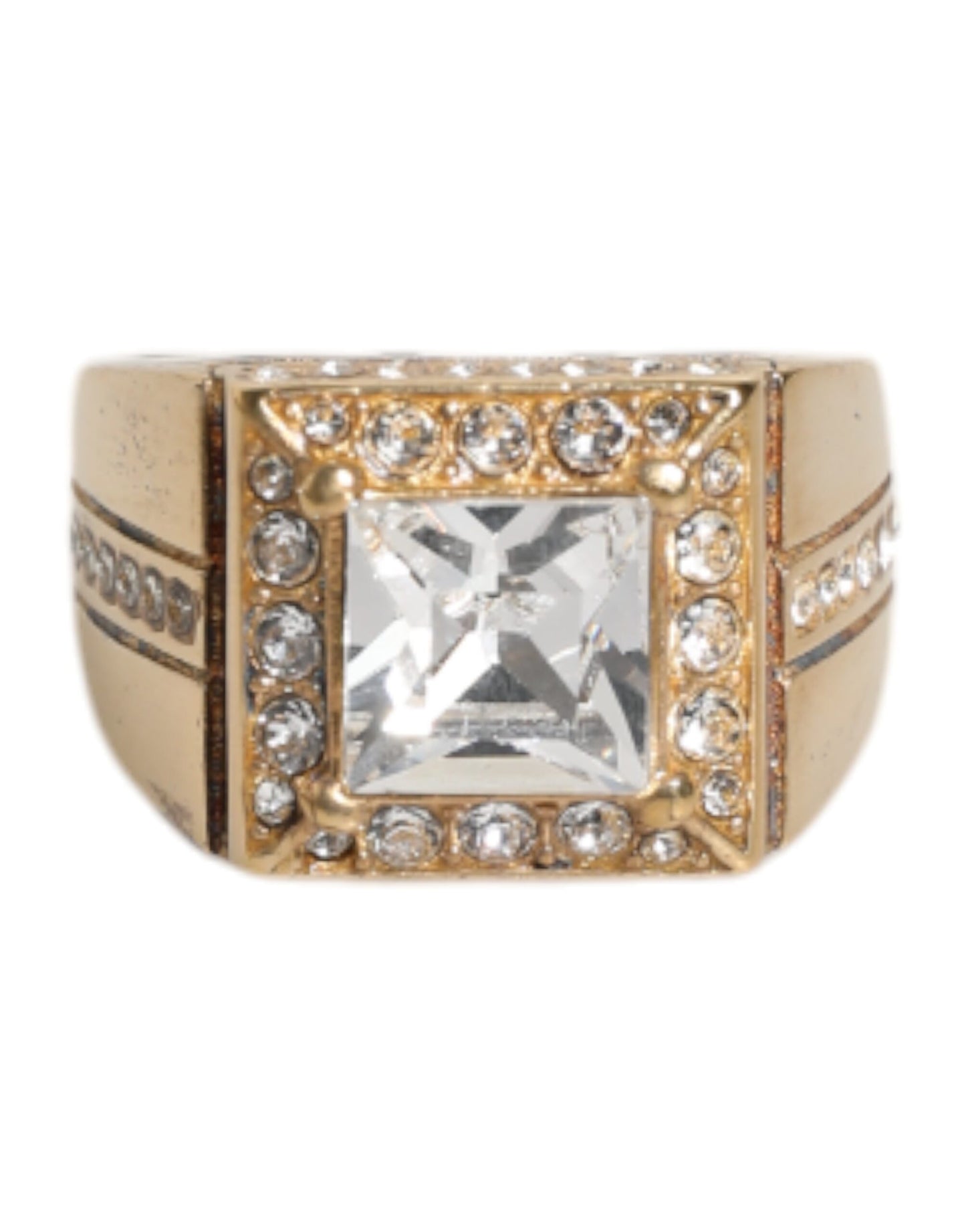 Gold Tone Sterling Silver 925 Crystals Ring