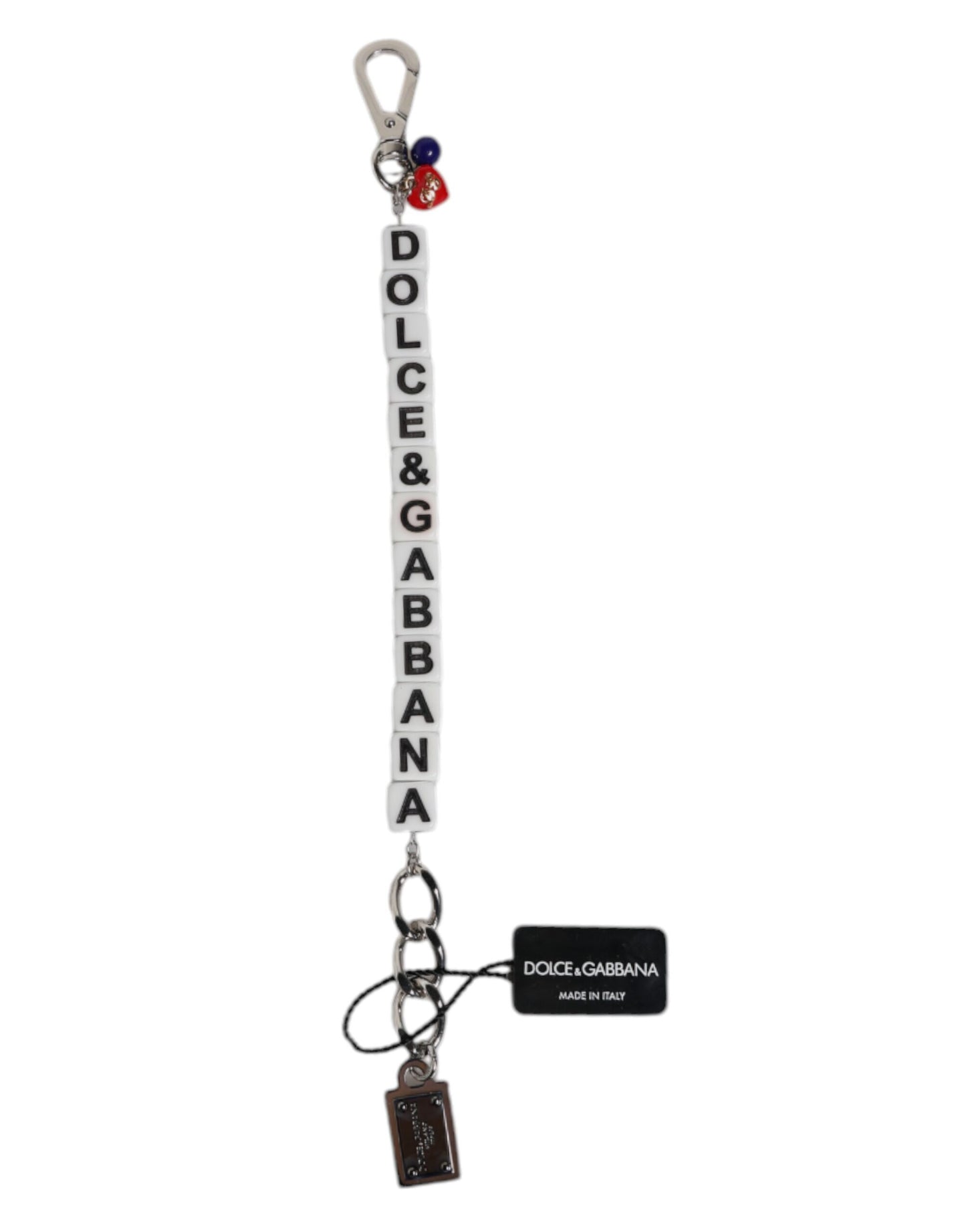 Silver Brass Chain Dice Logo Embellished Charm Bracelet