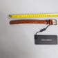Brown Textured Leather Gold Metal Buckle Armband