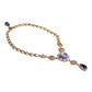 Gold Brass Floral Crystals Pearl Embellished Necklace