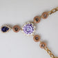 Gold Brass Floral Crystals Pearl Embellished Necklace