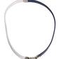 Blue White Leather Trimmed DG Engraved Silver Tone Clasp Bracelet
