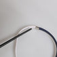 Blue White Leather Trimmed DG Engraved Silver Tone Clasp Bracelet