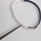 Blue White Leather Trimmed DG Engraved Silver Tone Clasp Bracelet