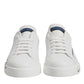 White Blue Leather Logo Low Top Sneakers Shoes