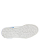 White Blue Leather Logo Low Top Sneakers Shoes