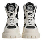 White Padded Mid Calf Lace Up Boots Shoes
