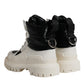 White Padded Mid Calf Lace Up Boots Shoes