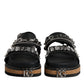 Black Crystal Embellish Strap Sandals Shoes