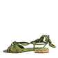Green Animal Print Ankle Wrap Sandals Shoes