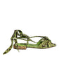 Green Animal Print Ankle Wrap Sandals Shoes