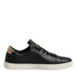 Black Leather Gold Red Heart Sneakers Shoes
