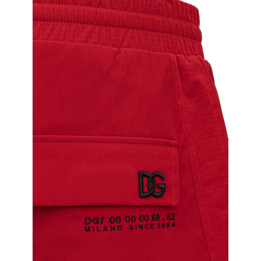 Red Polyamide Athletic Pants