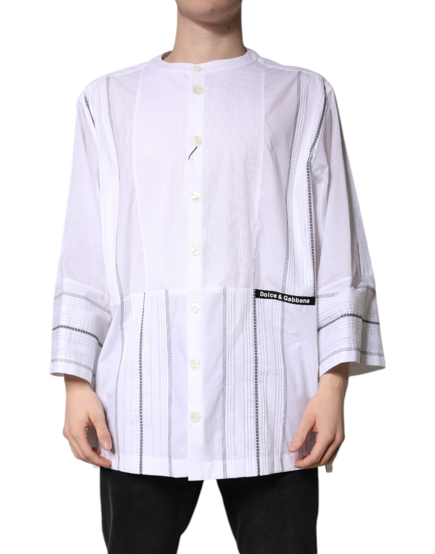 White Cotton Button Down Long Sleeves Shirt