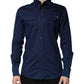 Dark Blue Cotton GOLD Dress Formal Shirt