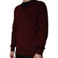 Maroon Cashmere V-neck Men Pullover Sweater