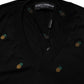 Black Pineapple Crew Neck Pullover Sweater
