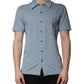 Blue Cotton Button Down Casual Men Polo Shirt