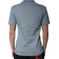 Blue Cotton Button Down Casual Men Polo Shirt