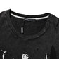 Black Graphic Print Cotton Crew Neck T-shirt