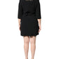 Black Crystal Embellished Round Neck Mini Dress