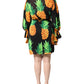 Black Silk Pineapple Draped Print Wrap Dress