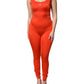 Orange Sleeveless Bodycon Jumpsuit Dress