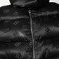 Black Padded Puffer Hooded Full Zip Cropped Jacket