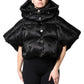 Black Padded Puffer Hooded Full Zip Cropped Jacket