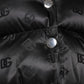 Black Padded Puffer Hooded Full Zip Cropped Jacket