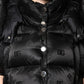 Black Padded Puffer Hooded Full Zip Cropped Jacket