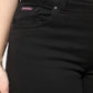 Black Cotton Mid Waisted Skinny Denim Jeans