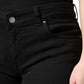 Black Cotton Mid Waisted Skinny Denim Jeans