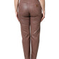 Brown Cotton High Waist Tapered Denim Jeans