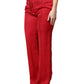 Red Viscose Straight Fit Pants