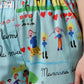 Light Blue Drawing Mid Waist Wide Leg Pants