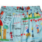Light Blue Drawing Mid Waist Wide Leg Pants