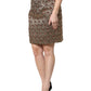 Brown Polyester Brocade A-line Mini Skirt