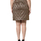 Brown Polyester Brocade A-line Mini Skirt