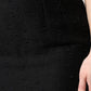 Black Wool Fringe High Waist Pencil Mini Skirt