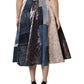 Multicolor Patchwork High Waisted Midi Skirt