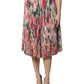 Multicolor Silk Floral High Waist Midi Skirt