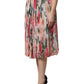 Multicolor Silk Floral High Waist Midi Skirt